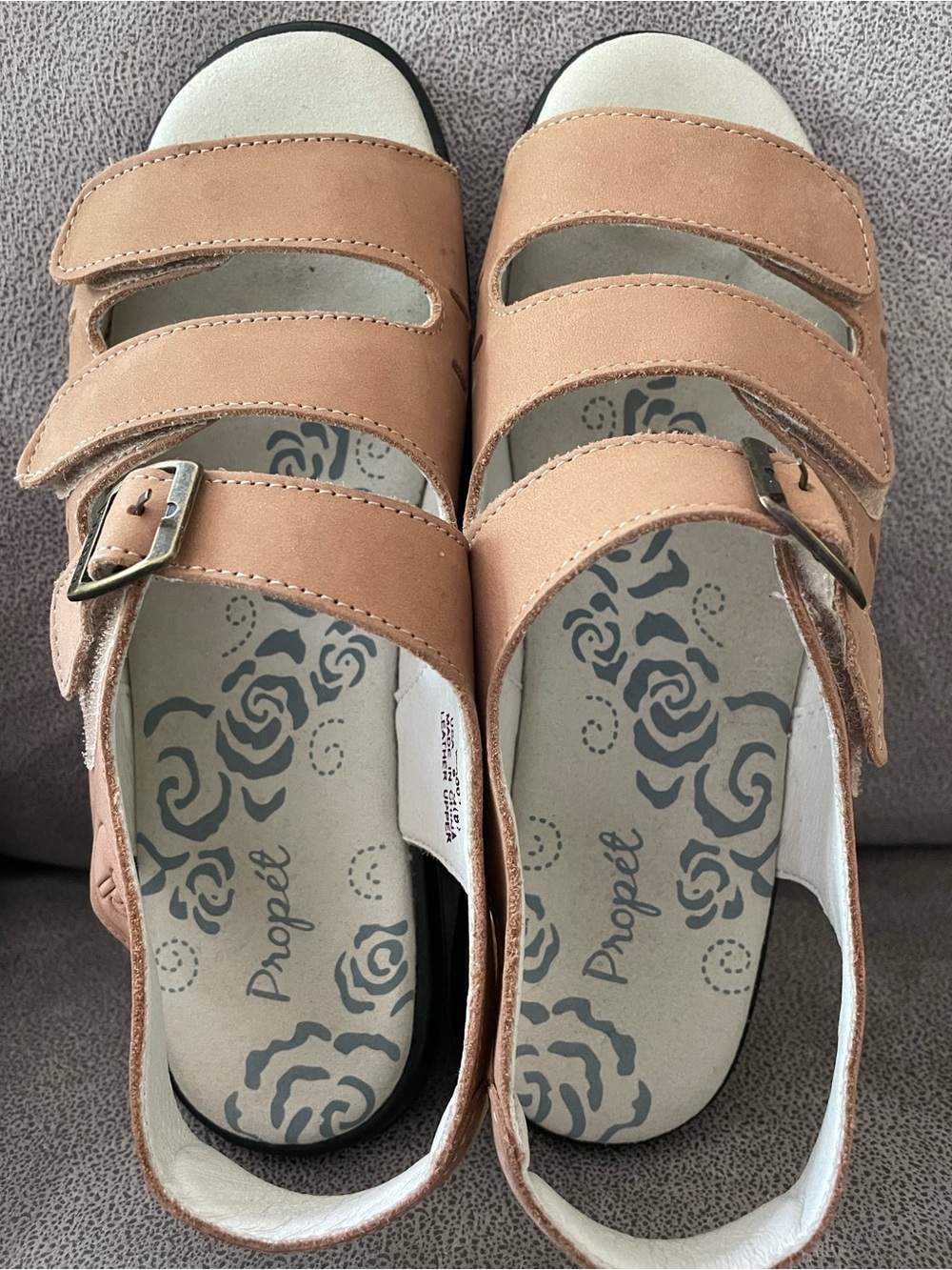 Propet Tan Triple-Strap Comfort Sandals Size 8